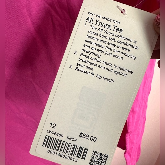 Lululemon Athletica Sonic Pink All Yours Boyfriend Tee T Shirt Size 12 NEW - Picture 3 of 4